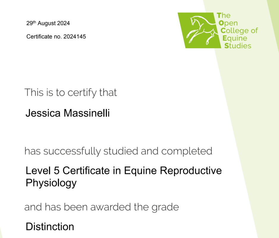 Certificato equine reproductive technology