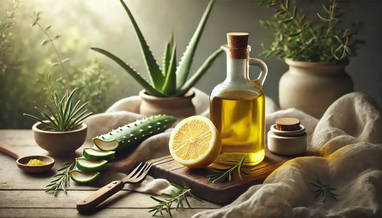 Olio, aloe e limone per maschera capelli all'olio di oliva extravergine